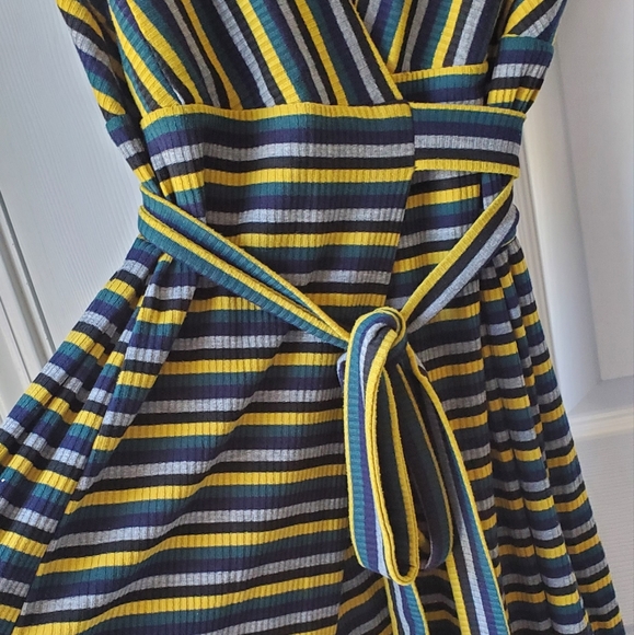 Hutch Wrap Stripe Midi Dress 90s sz L - Picture 8 of 14